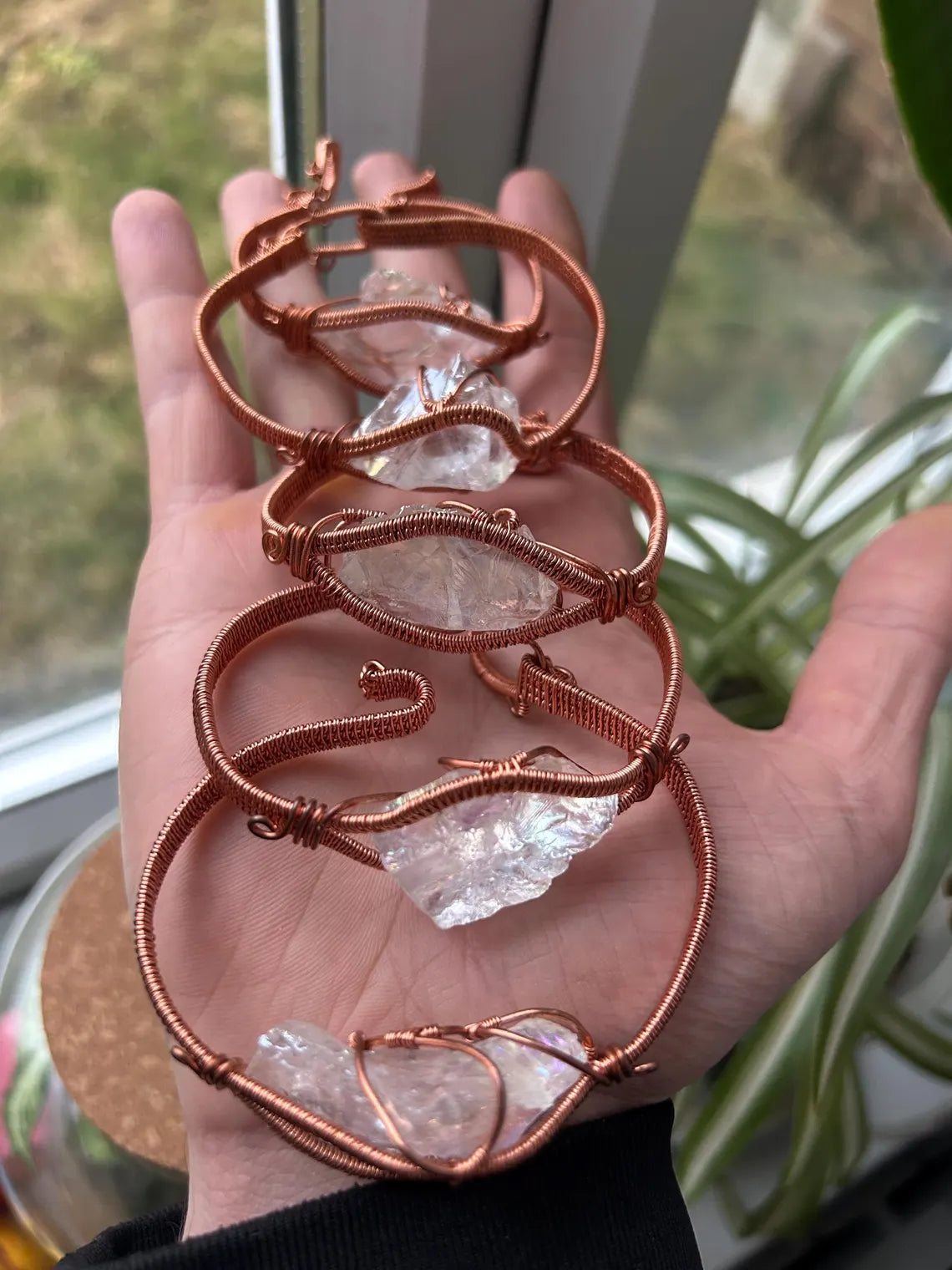 Aura Quartz Copper Wrapped Bracelet