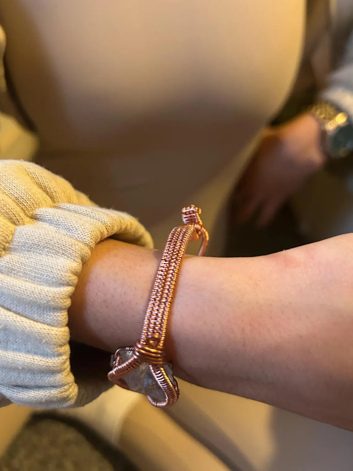Aura Quartz Copper Wrapped Bracelet