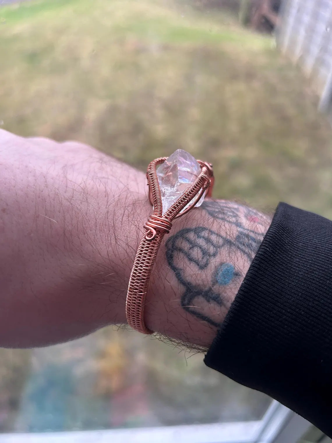 Aura Quartz Copper Wrapped Bracelet
