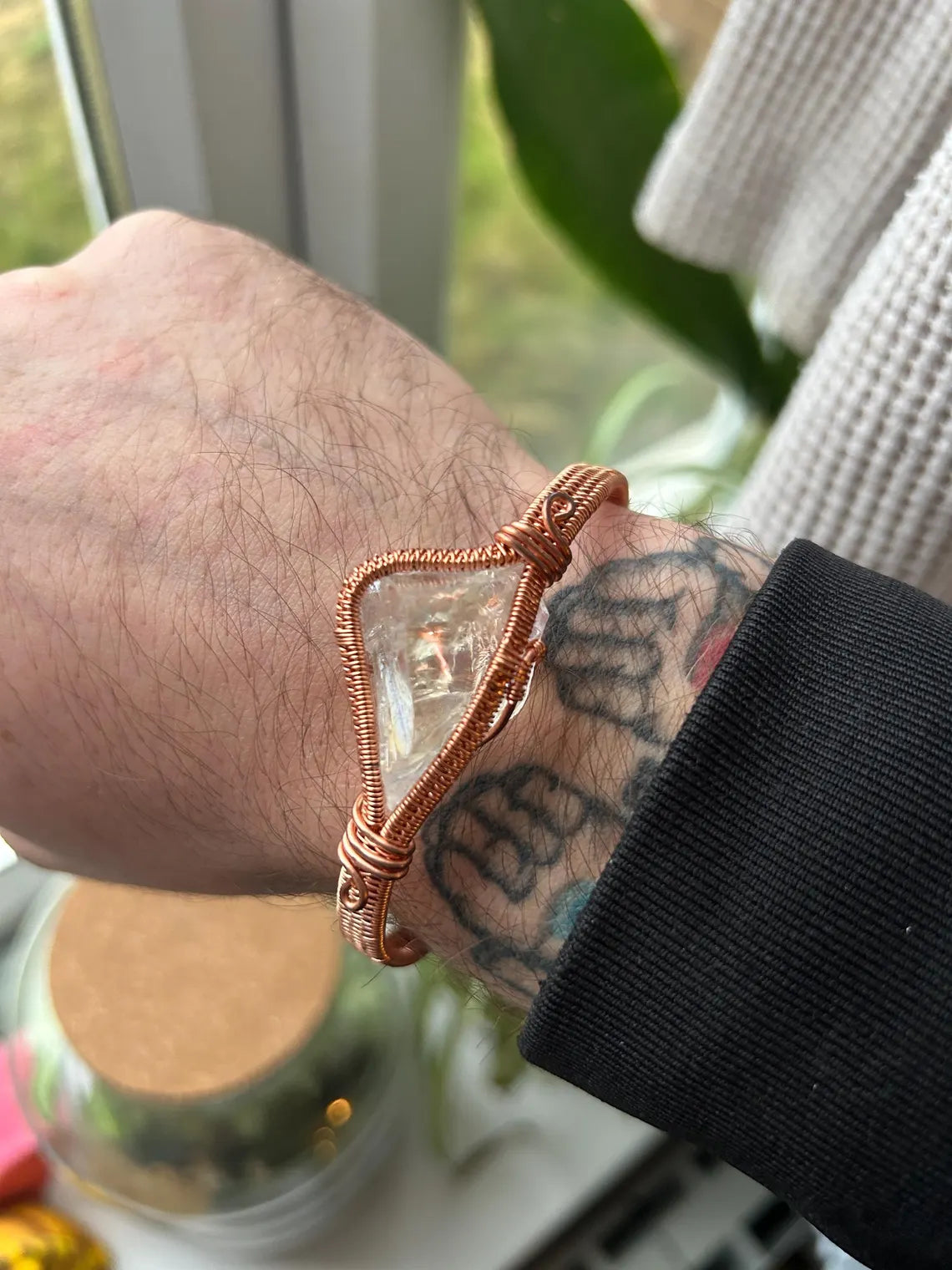 Aura Quartz Copper Wrapped Bracelet
